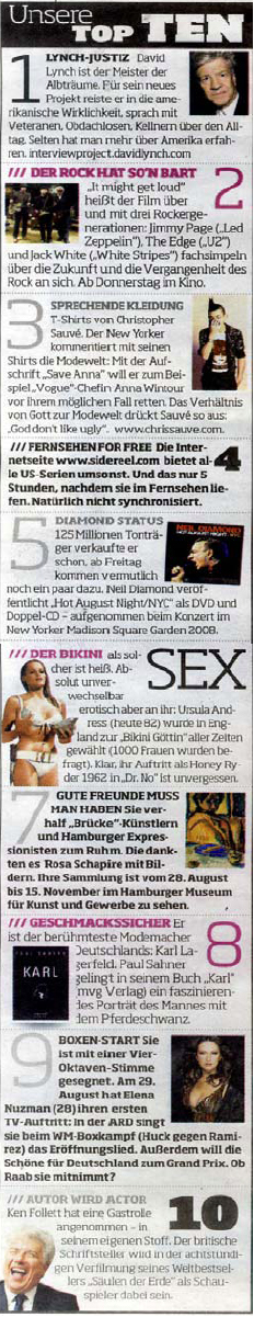 Elena Nuzman - Bild am Sonntag - August 2009