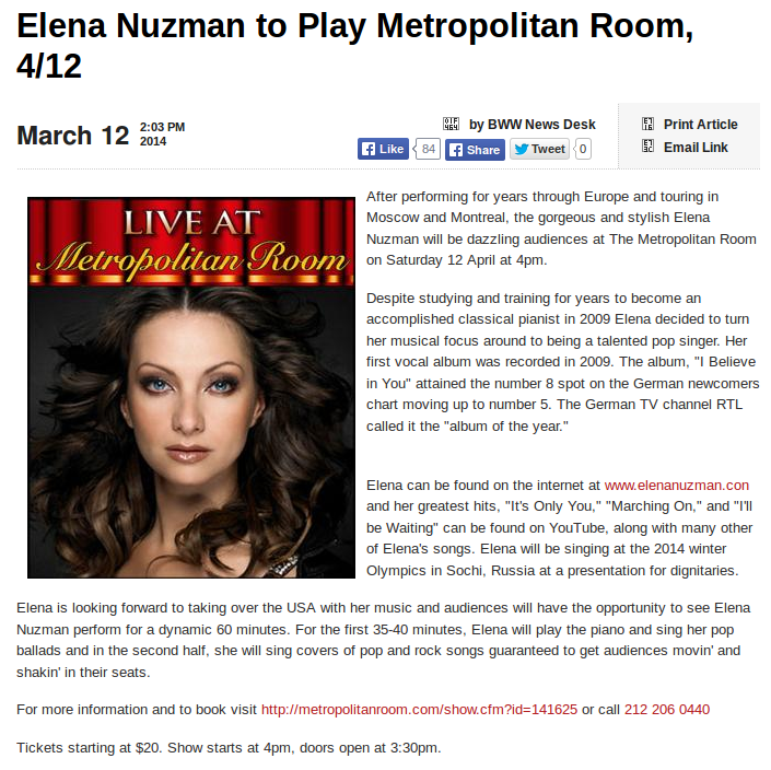 Elena Nuzman - broadway.com - March 2014