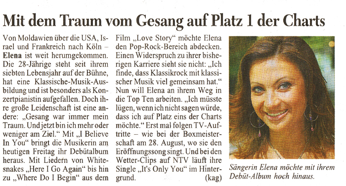 Elena Nuzman - Kölner Stadt-Anzeiger - Juli 2009