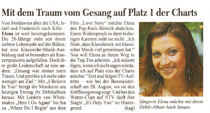 Elena Nuzman - Kölner Stadt-Anzeiger - July 2009